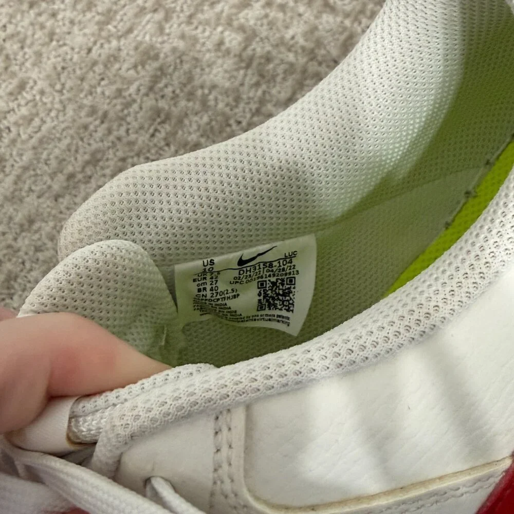 Nike Court Low Sneakers Women’s Size 10 White University Red Lace-Up Shoe